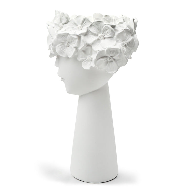 Sculptural Bust Planter with Gold Floral Accent Decor