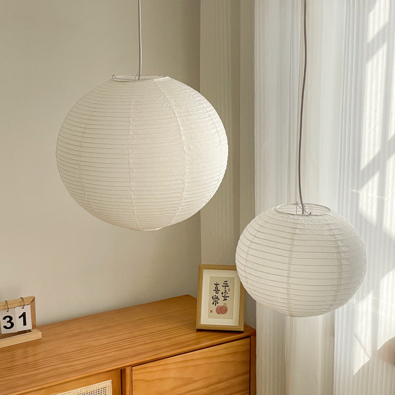 White Japanese Rice Paper Pendant Light for Living Room