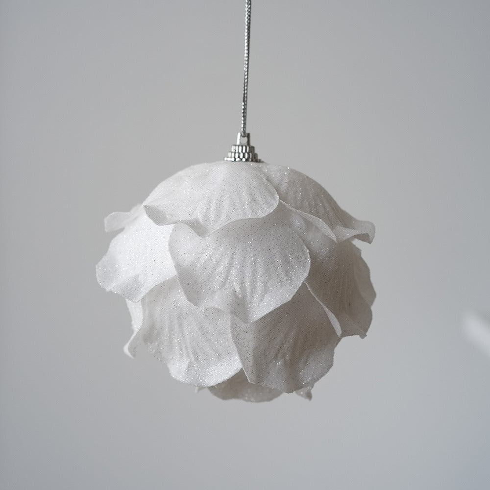 White Petal Christmas Ball Ornaments for Snowy Trees