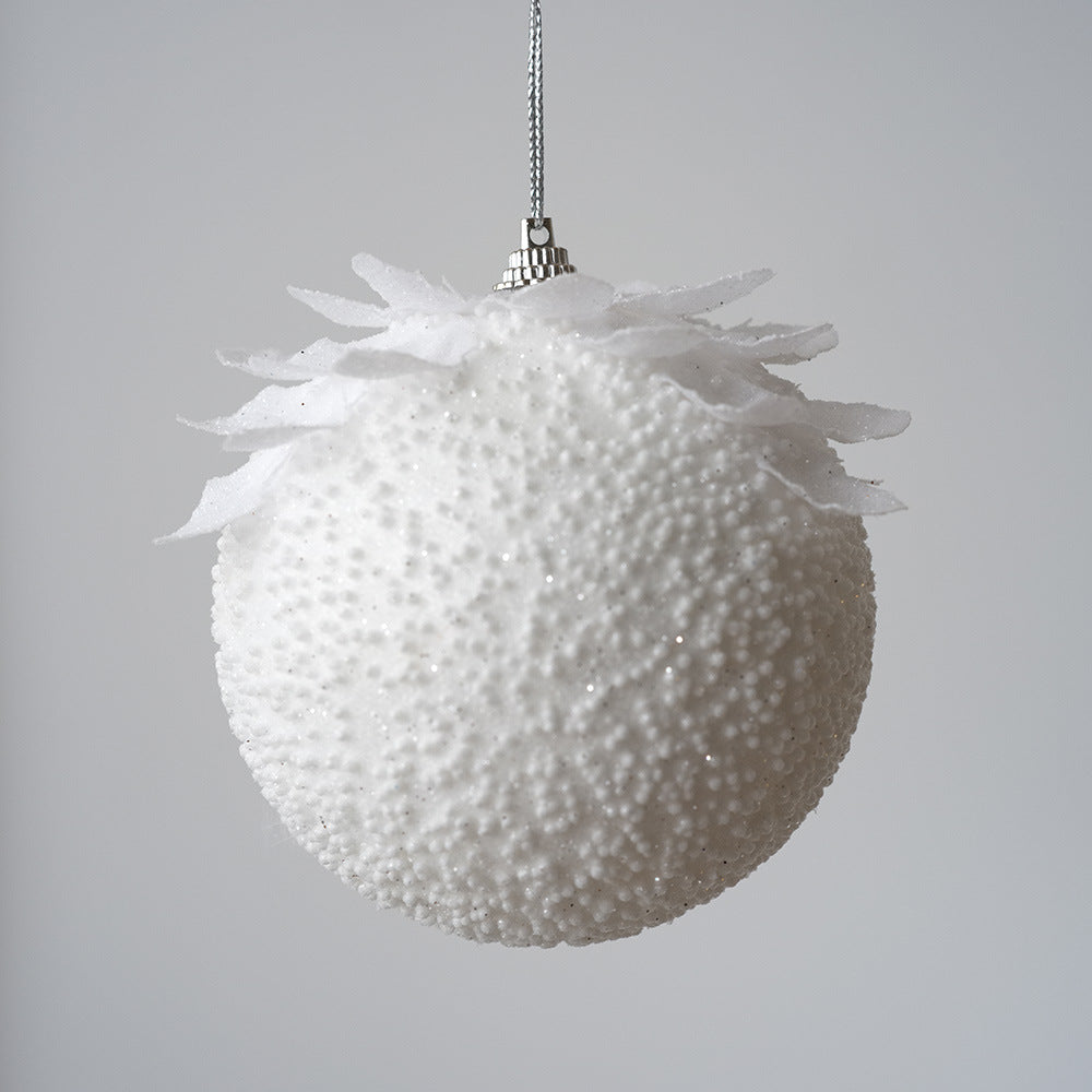 White Petal Christmas Ball Ornaments for Snowy Trees