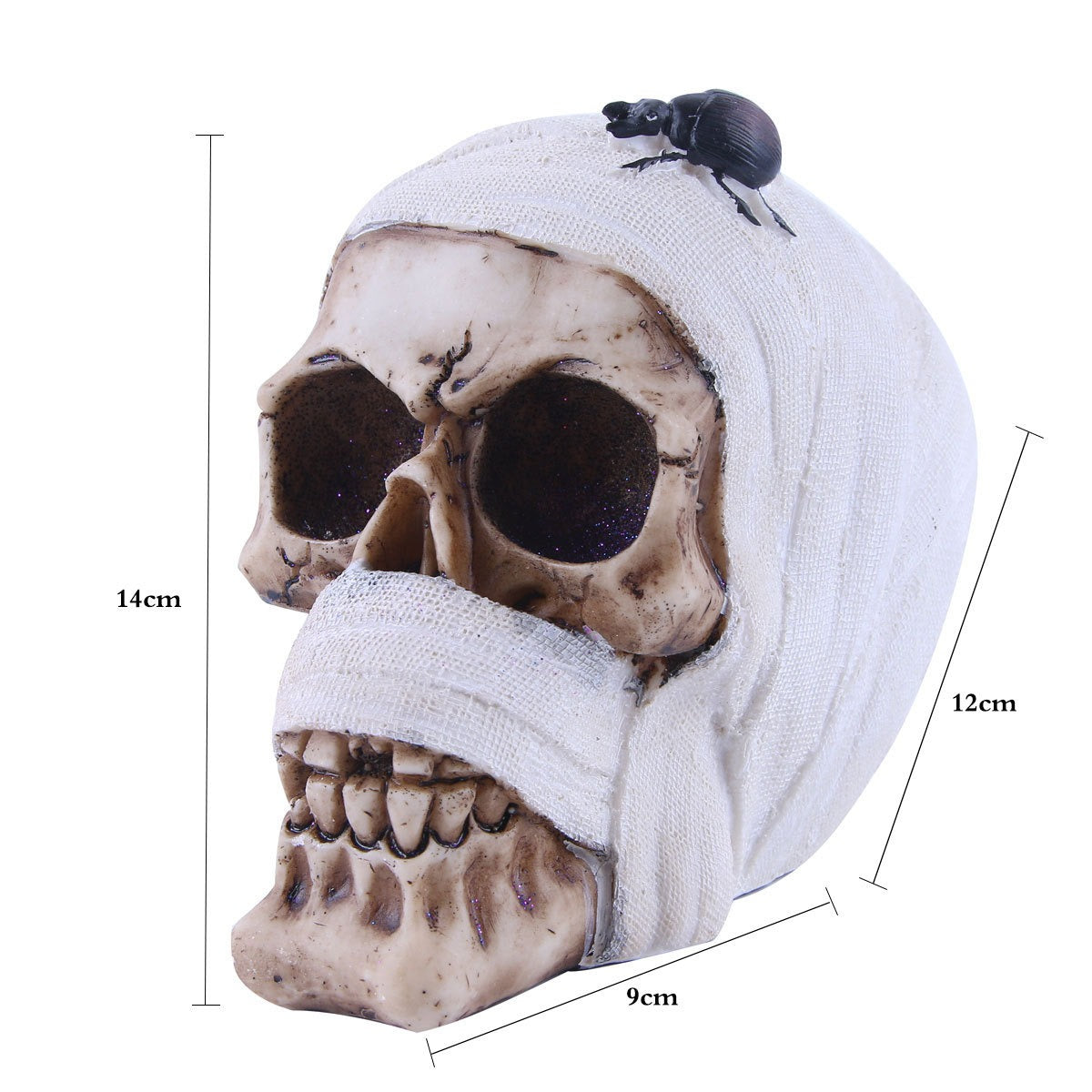 White Scarf Resin Skull Ornament for Gothic Decor