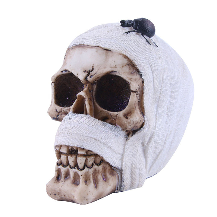 White Scarf Resin Skull Ornament for Gothic Decor