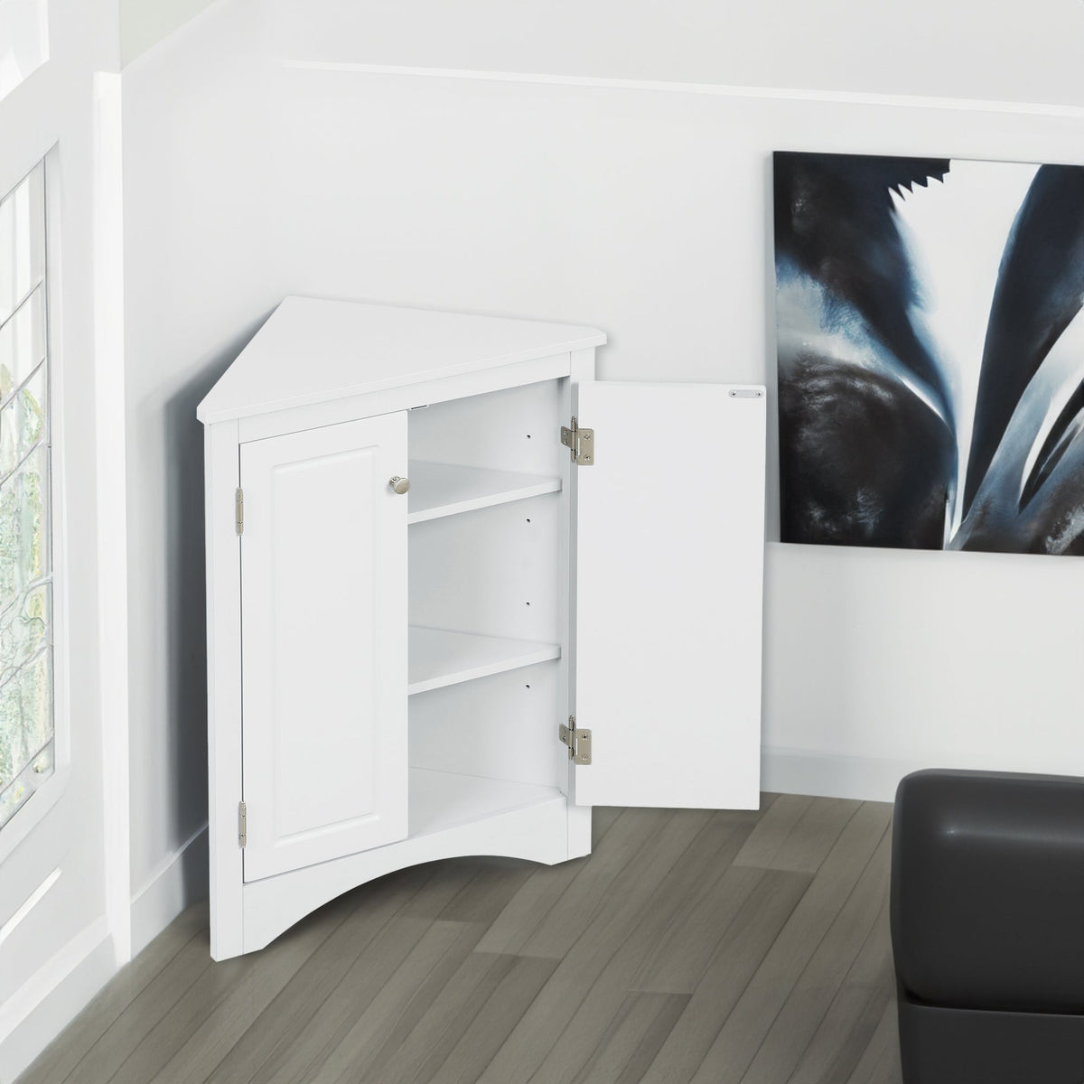 Corner Bathroom Storage Cabinet with Adjustable Shelves