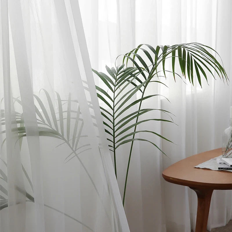 White Sheer Curtains for Living Room, Light-Diffusing Voile