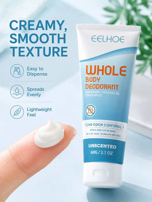 Whole Body Deodorant Cream - 72HR Odor Control, No Residue