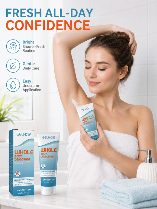 Whole Body Deodorant Cream - 72HR Odor Control, No Residue