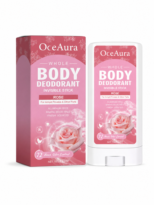 Whole Body Deodorant Stick — 72H Aluminum‑Free Rose Scent