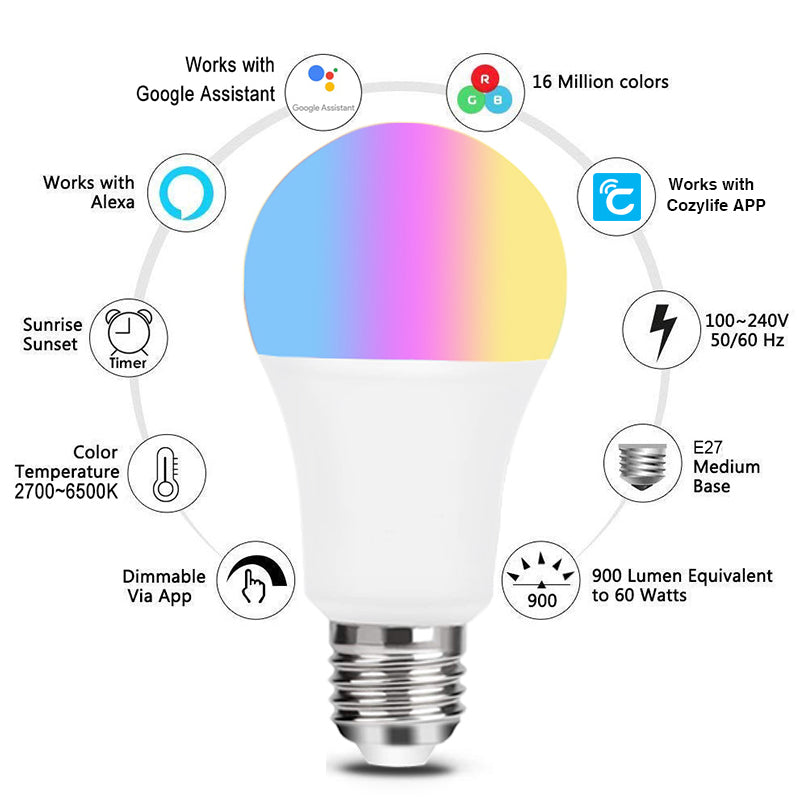 WiFi Smart Bulb with Alexa Voice Control and 16M Colors