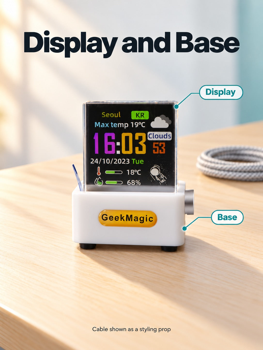 WiFi Weather Clock Cube: Live Time & Forecast on Desk