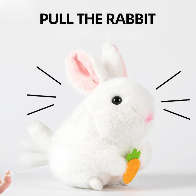 Pull-String Bunny Plush Toy for Screen-Free Comfort