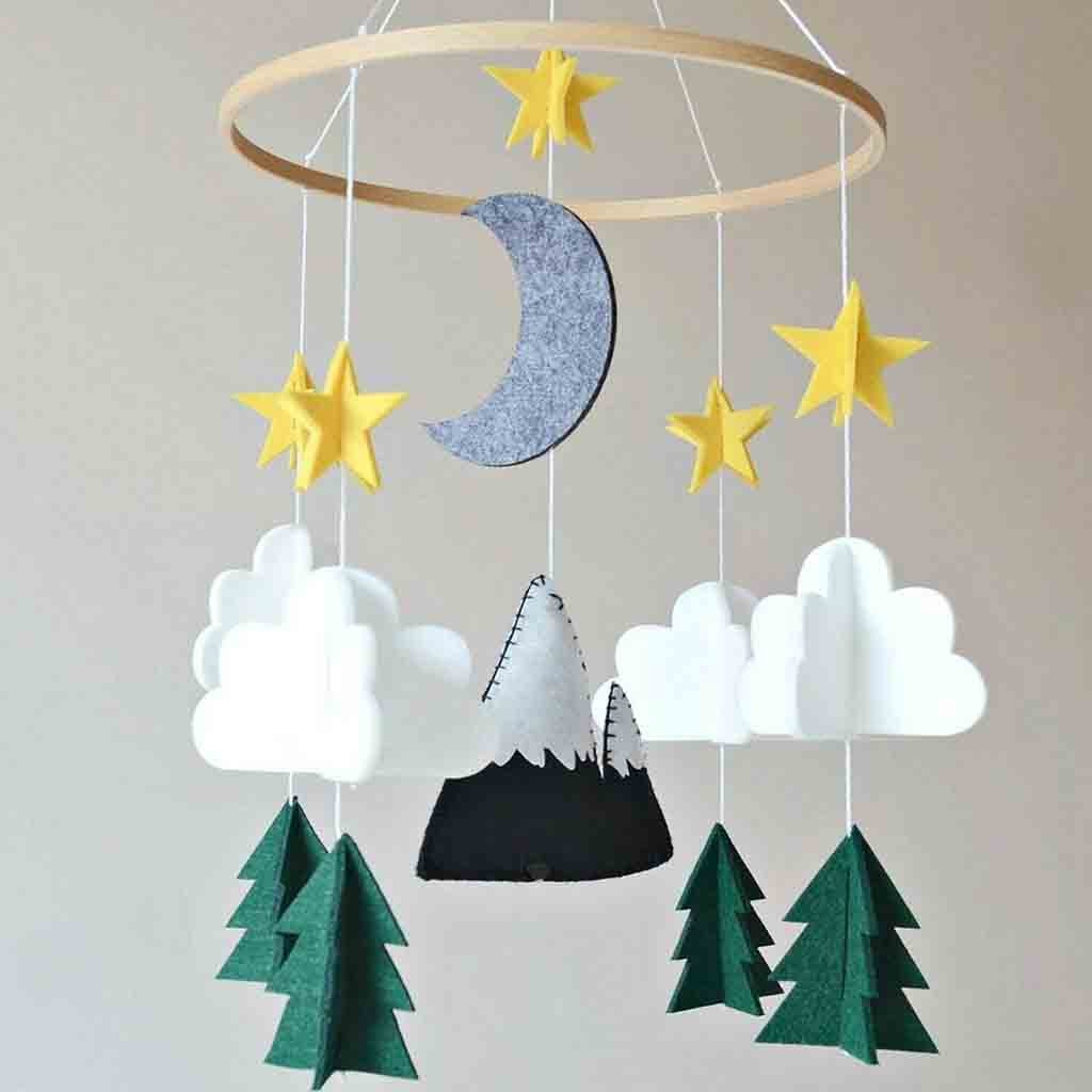 Woodland Baby Crib Mobile with 3D Felt Nursery Decor