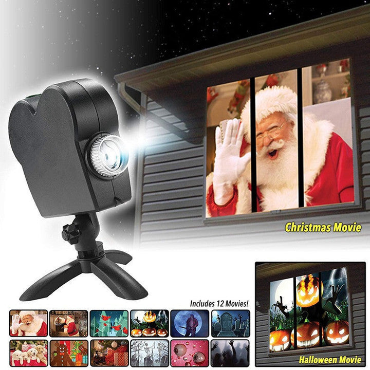 Window Projector Christmas Lights with 12 Movie Slides