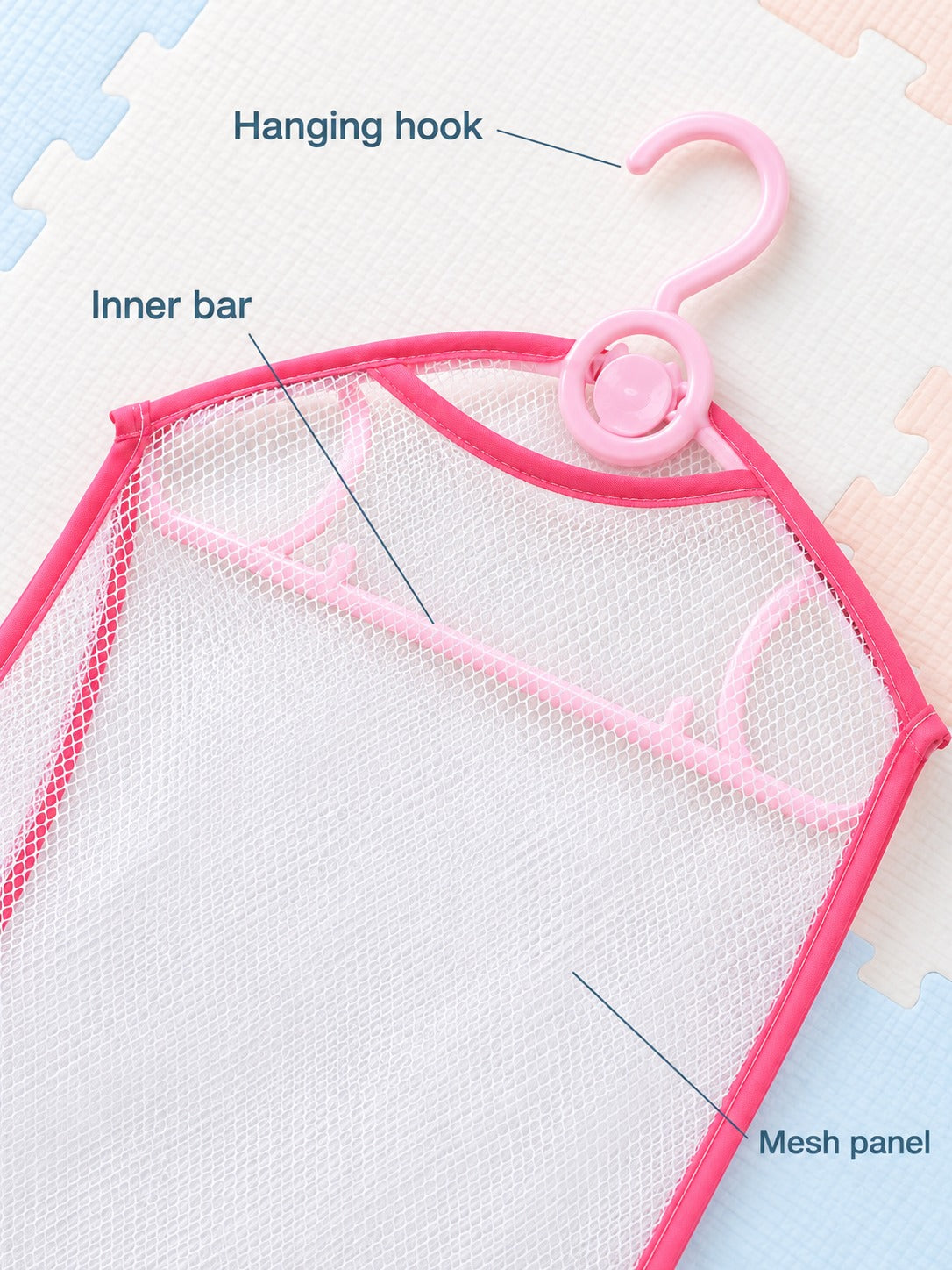 Windproof Pillow Drying Rack with Mesh Bag for Toys