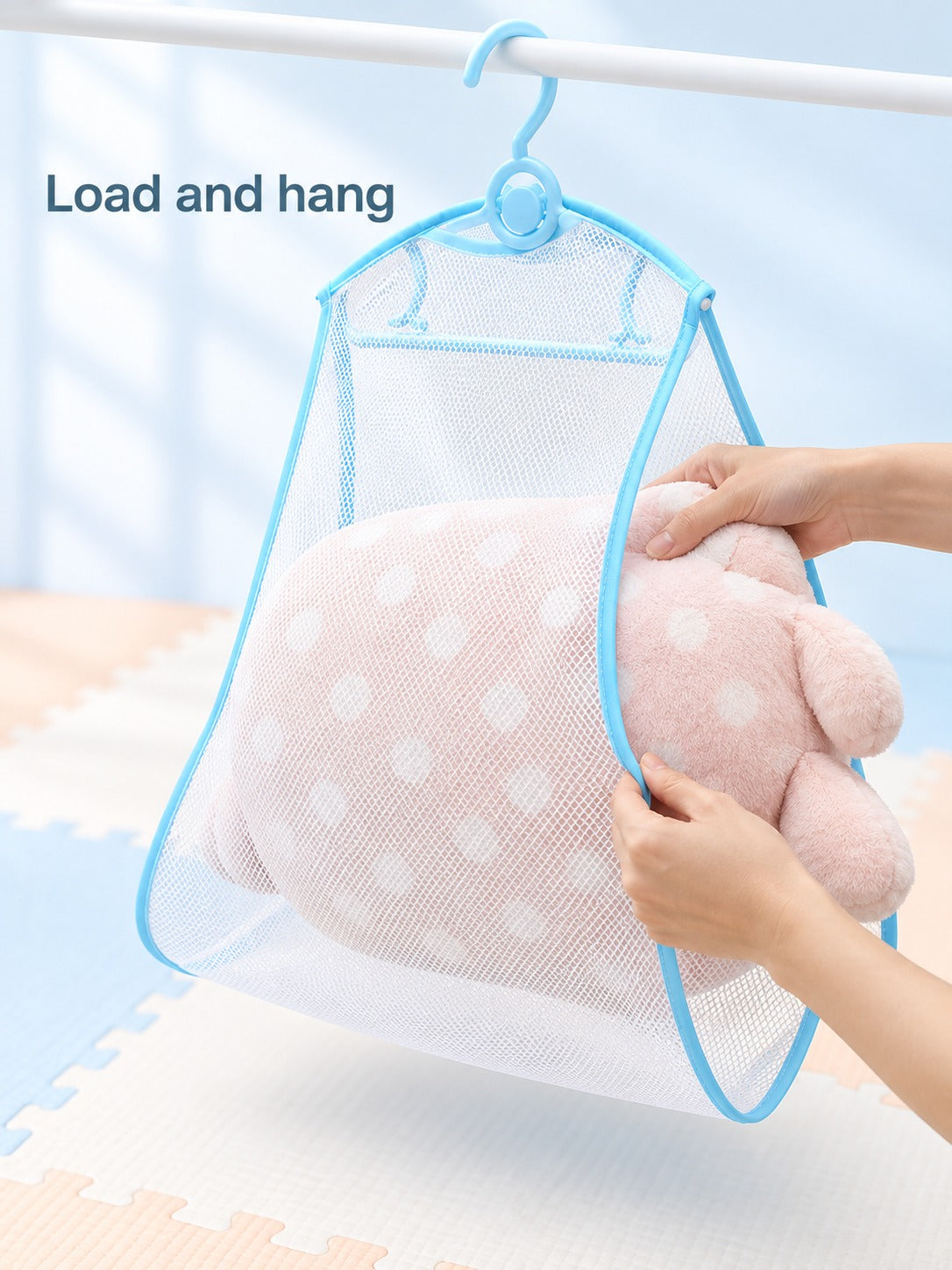 Windproof Pillow Drying Rack with Mesh Bag for Toys