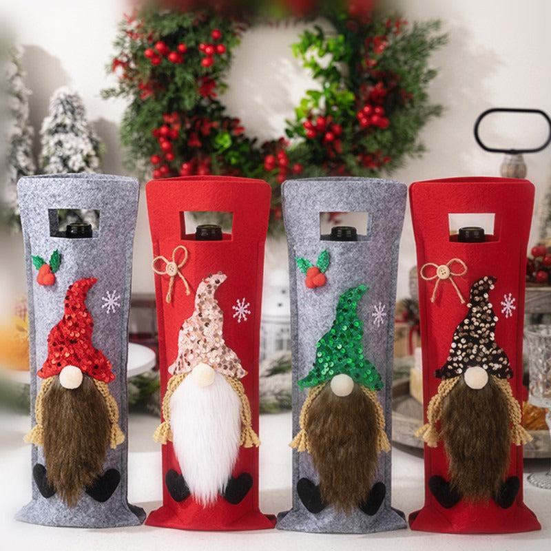 Wine Bottle Bag Gnome Christmas Gift Table Decoration