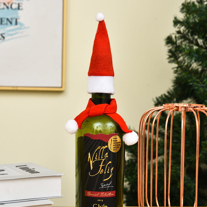 Christmas Wine Bottle Decoration Hat and Scarf Set