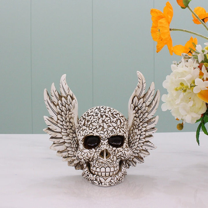 Winged Skull Decor: Dramatic Gothic Desktop Centerpiece