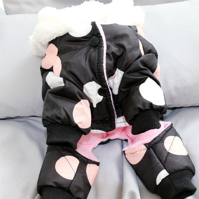 Small Dog Winter Hoodie Coat – Warm Polka Dot Cover