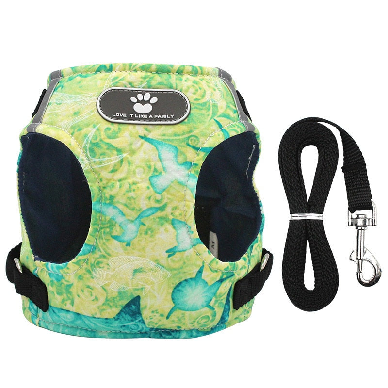 Reflective Dog Harness Vest & Leash Set for Safe Walks