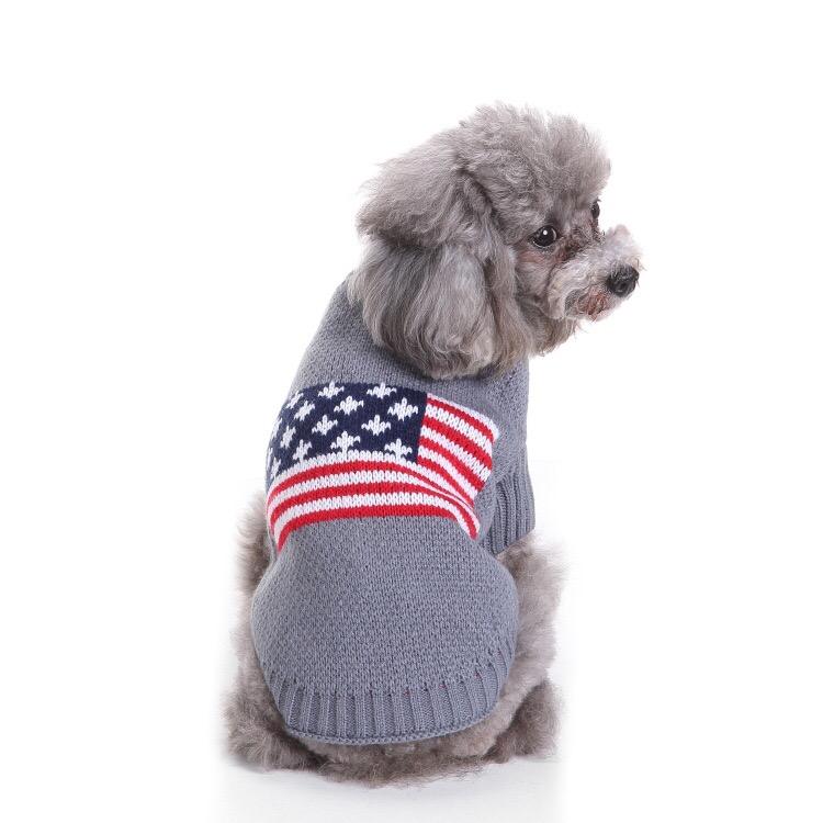 Winter Dog Jumper With Warm American Flag Design Coat