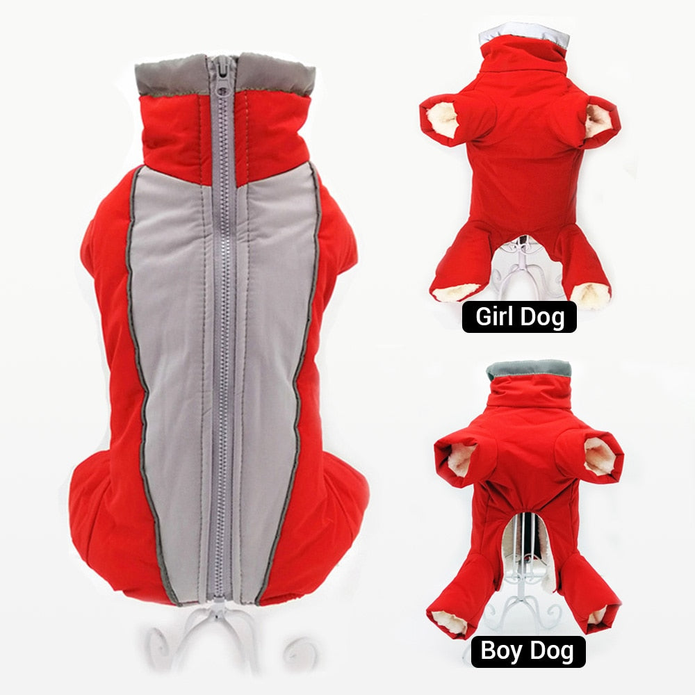 Dog Winter Overalls: Warm Waterproof Reflective Jumpsuit
