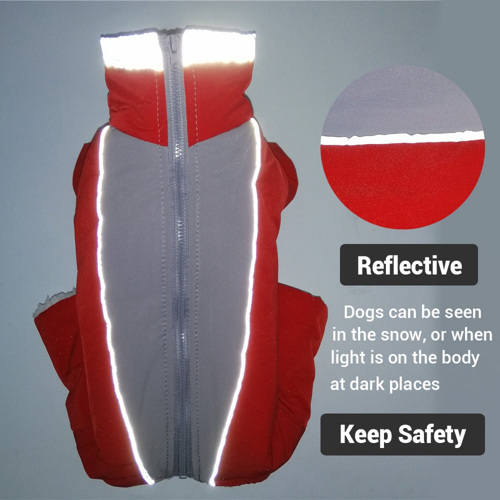 Dog Winter Overalls: Warm Waterproof Reflective Jumpsuit
