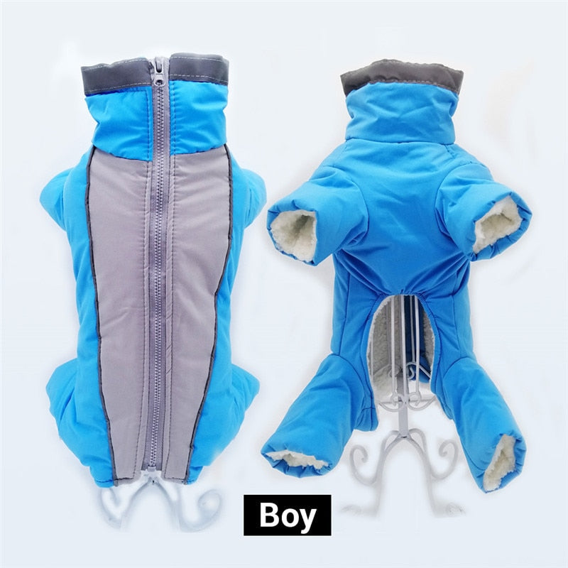 Dog Winter Overalls: Warm Waterproof Reflective Jumpsuit