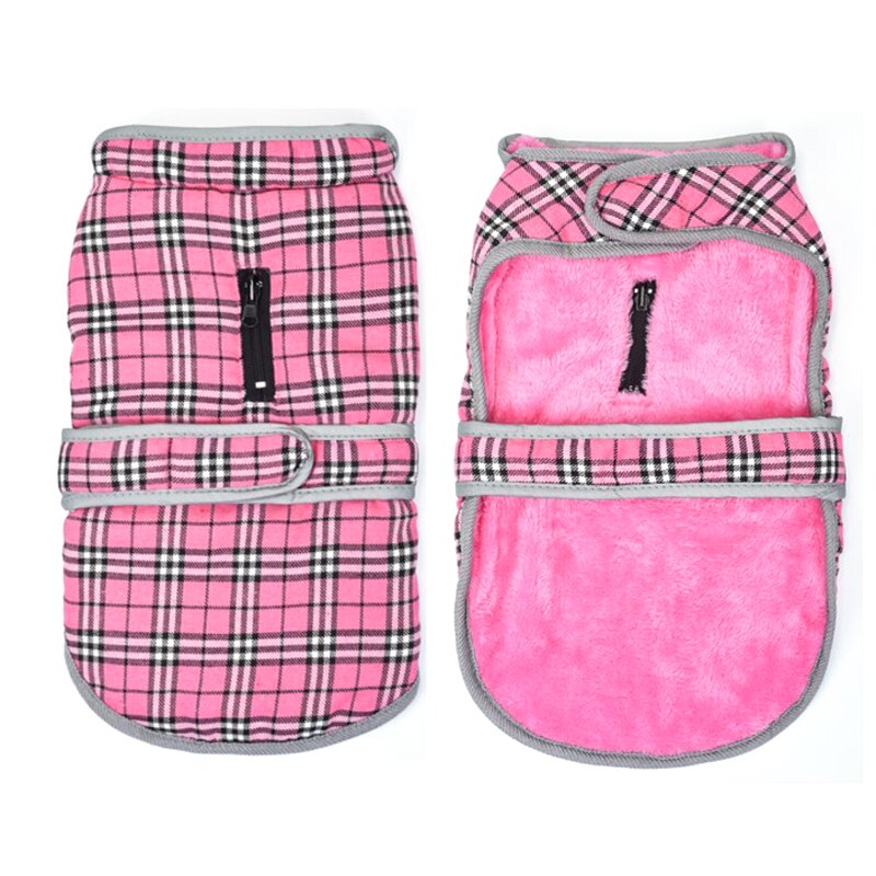 Fleece-Lined Plaid Dog Coat for Warm Winter Walks