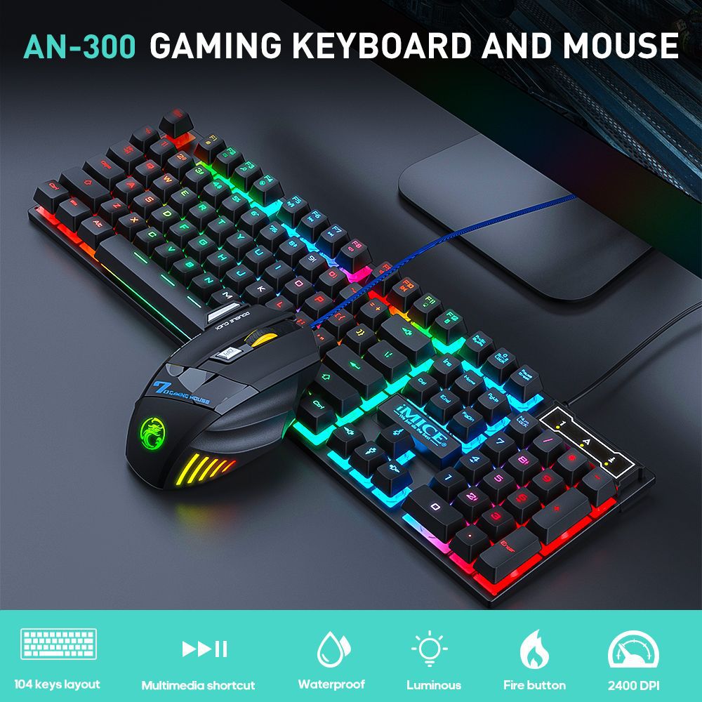 RGB Gaming Keyboard and Mouse Combo with Waterproof Keys