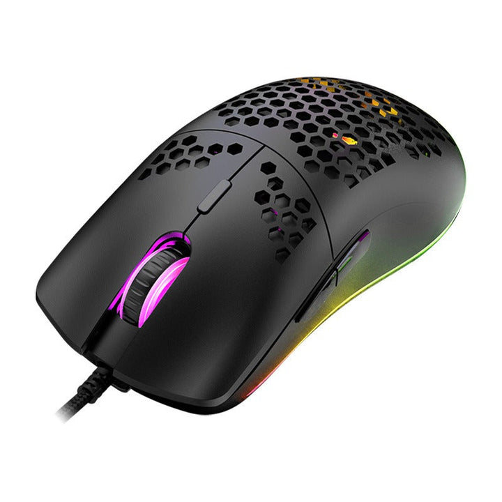 Lightweight Wired Honeycomb Gaming Mouse, RGB & 6 Keys