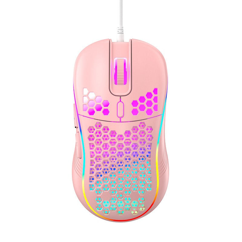 Lightweight Honeycomb Gaming Mouse with RGB Glow
