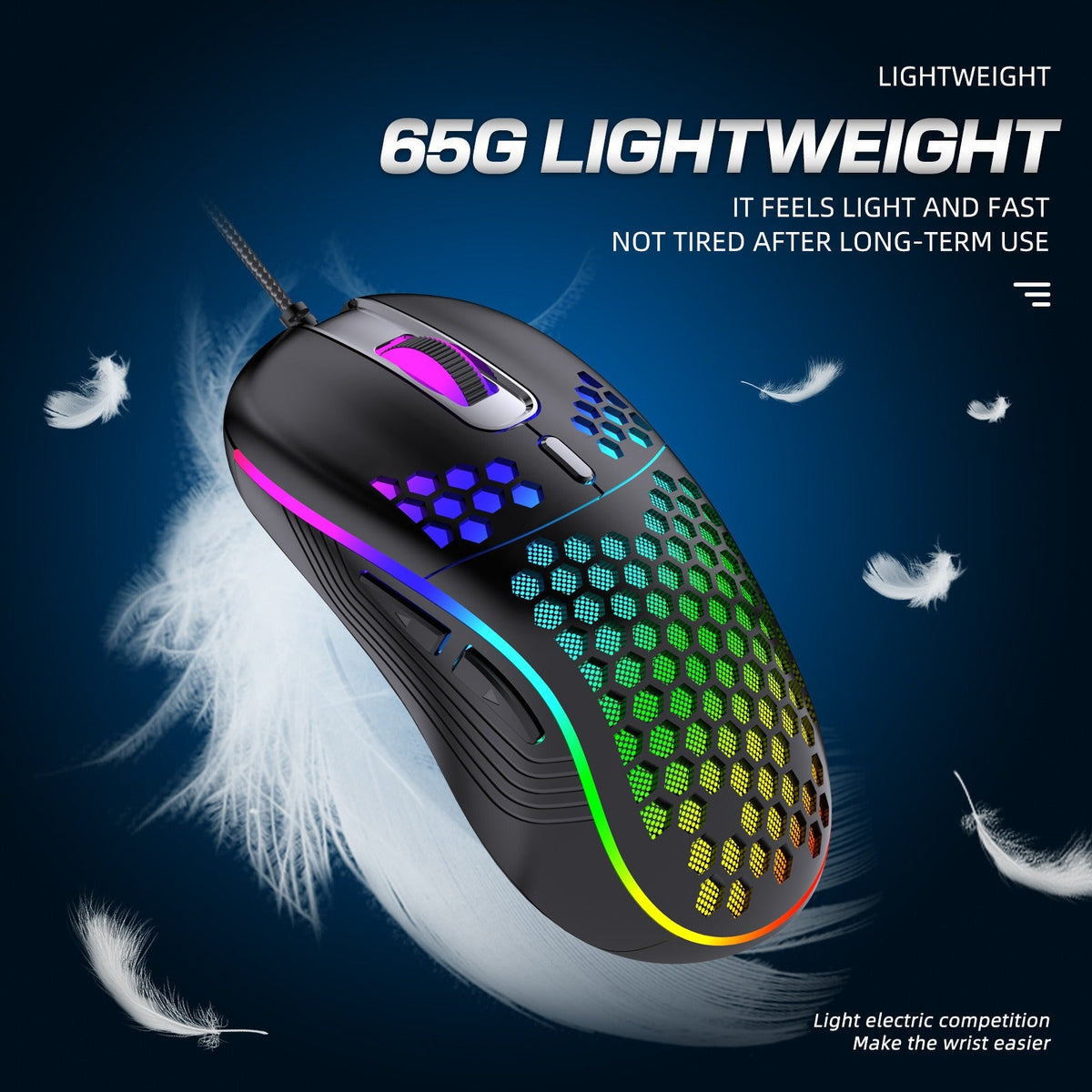 Lightweight Honeycomb Gaming Mouse with RGB Glow