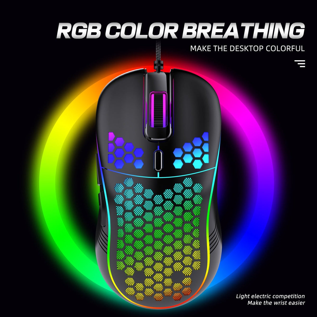 Lightweight Honeycomb Gaming Mouse with RGB Glow