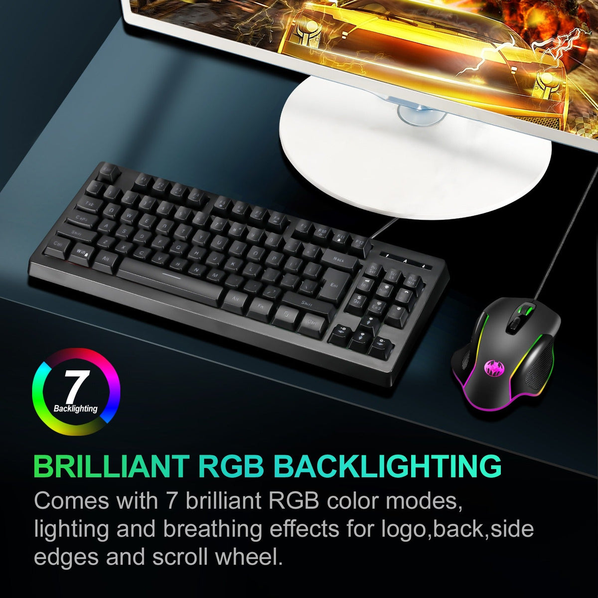 Wired RGB Gaming Mouse with 7 Breathing Light Modes