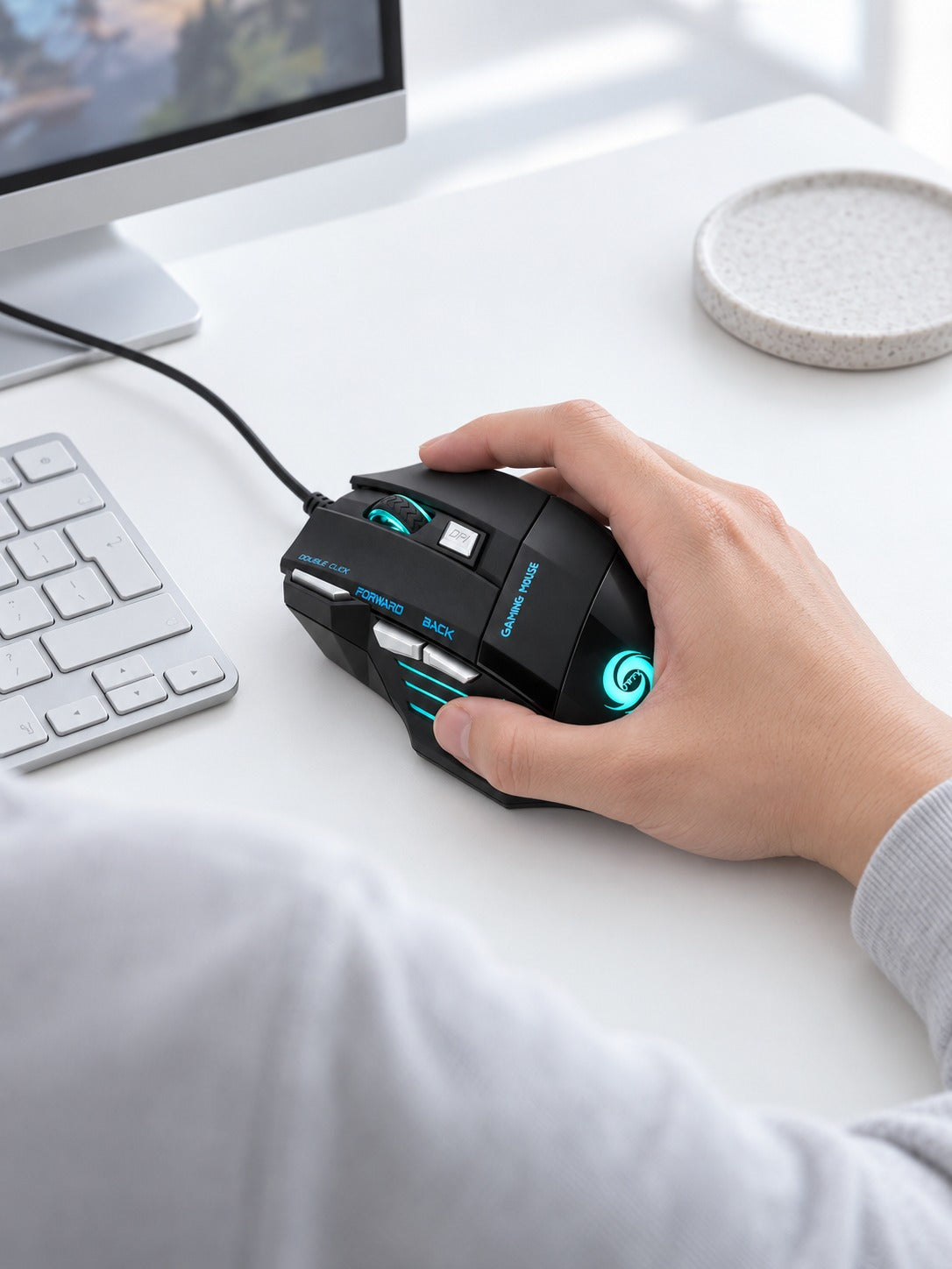Wired RGB Gaming Mouse with DPI Button and Side Keys