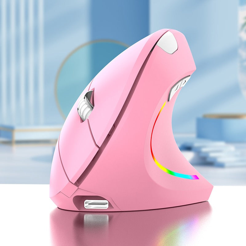 Wireless Vertical Mouse for Wrist Comfort & RGB Glow