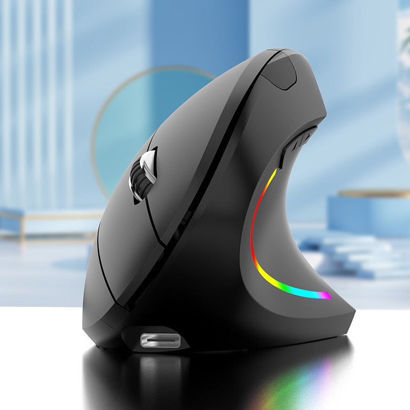 Wireless Vertical Mouse for Wrist Comfort & RGB Glow