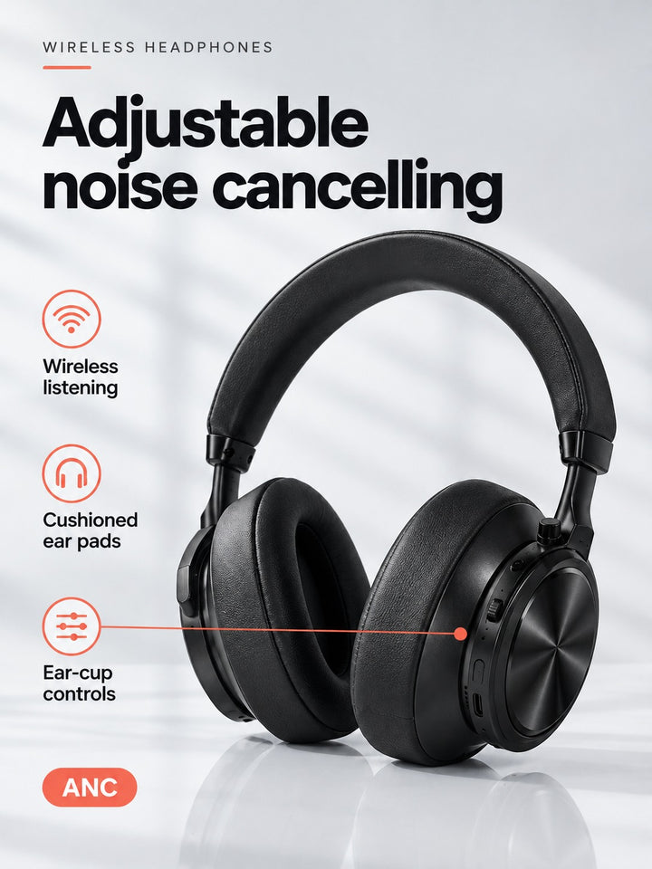 Wireless ANC Headphones with Adjustable Noise Control