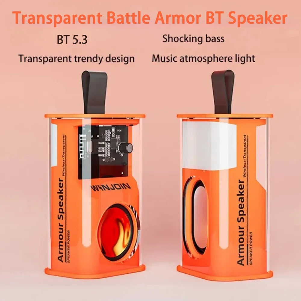 Transparent Bluetooth Speaker: BT 5.3 Bass & Mood Light
