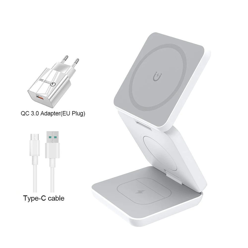 Foldable 3-in-1 Wireless Charger for iPhone & Apple Watch
