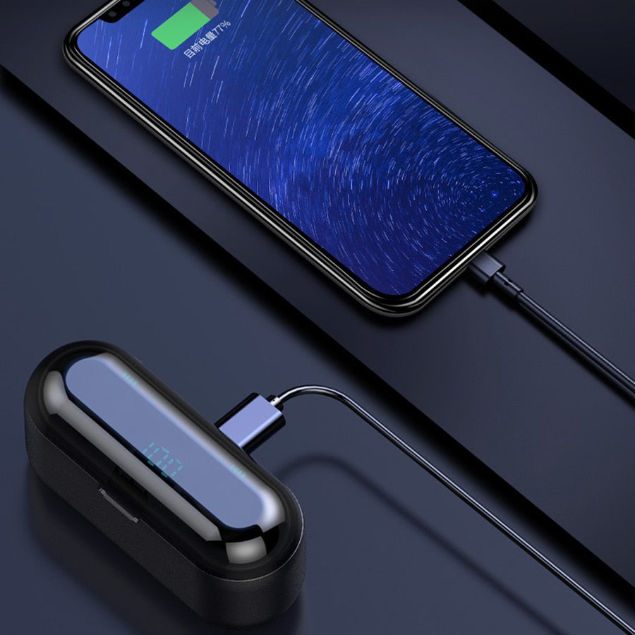 True Wireless Earbuds with 2000mAh Power Bank Case