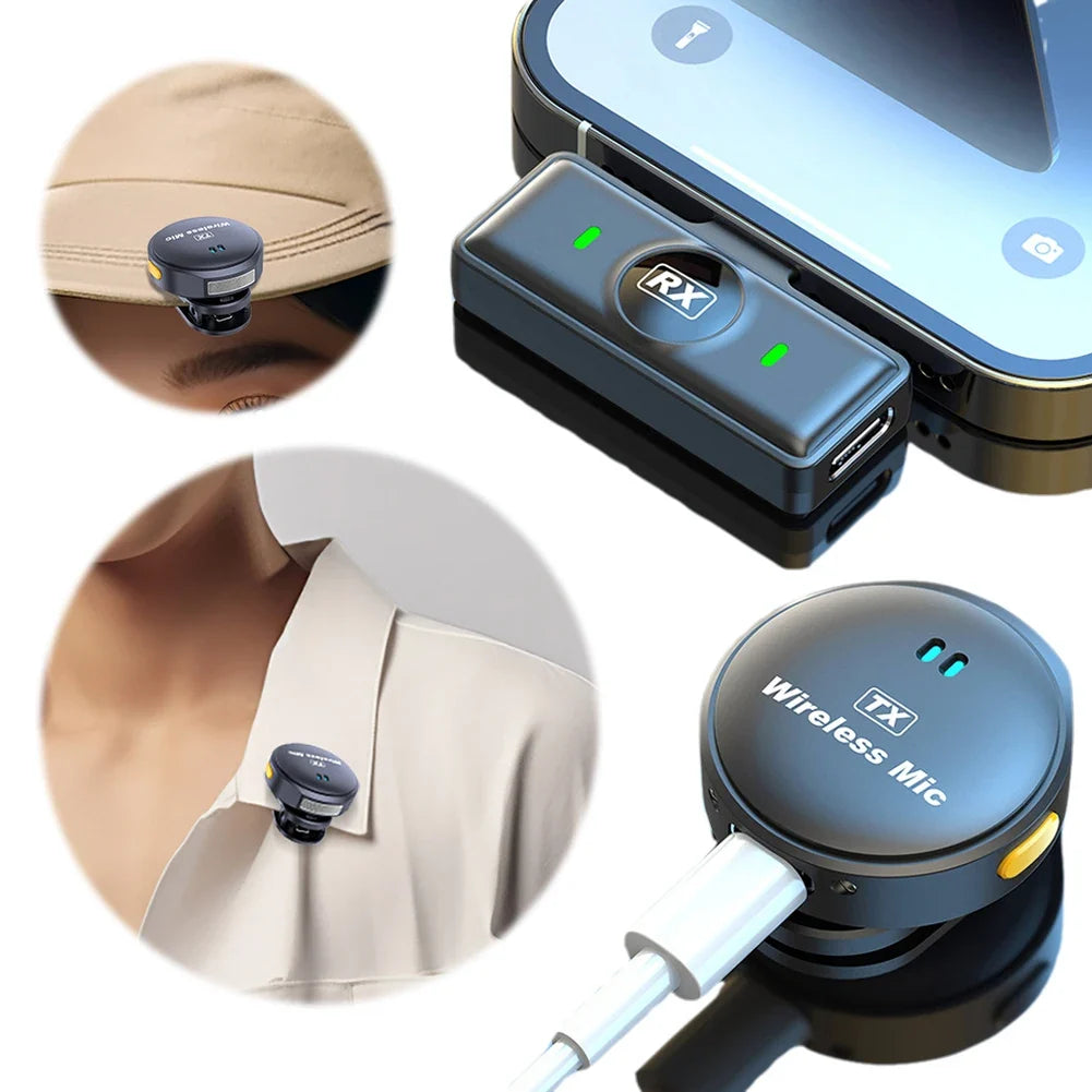 Wireless Clip-On Lapel Mic for Phone Video Recording
