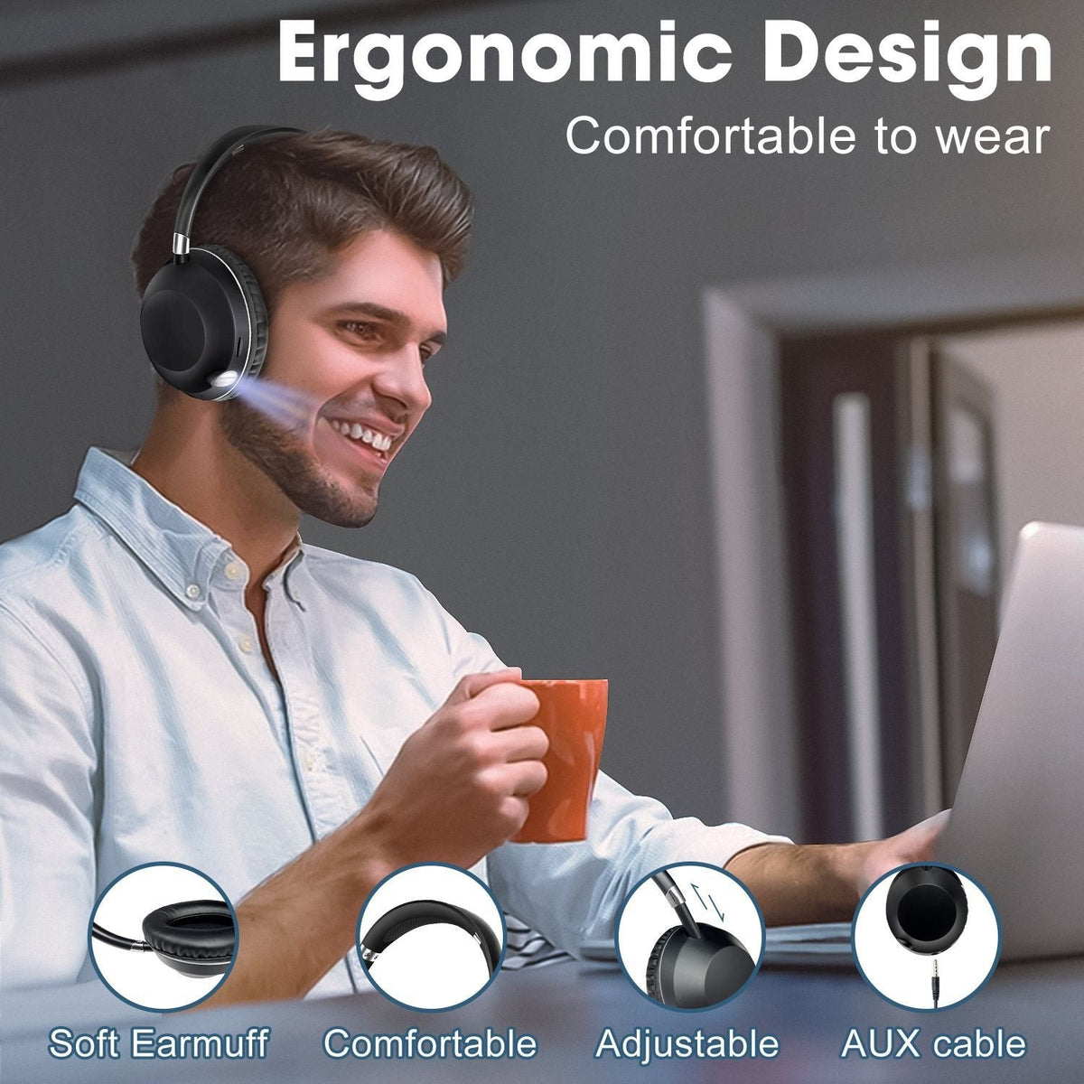 Wireless Bluetooth Headset with Flashlight and FM Radio