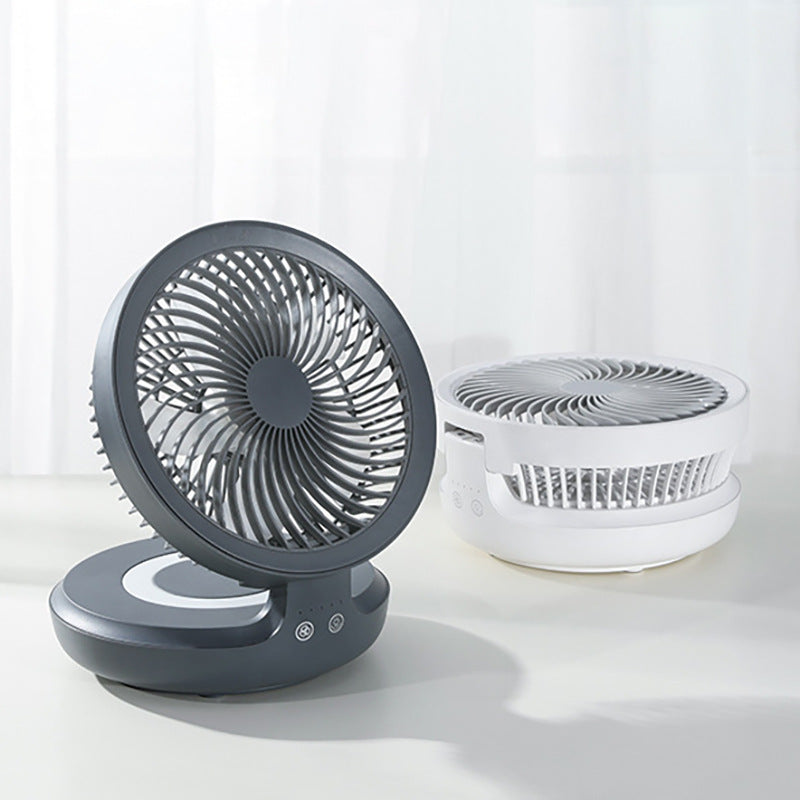 Wireless Desk Fan with Light, Tilting Head, USB Charging