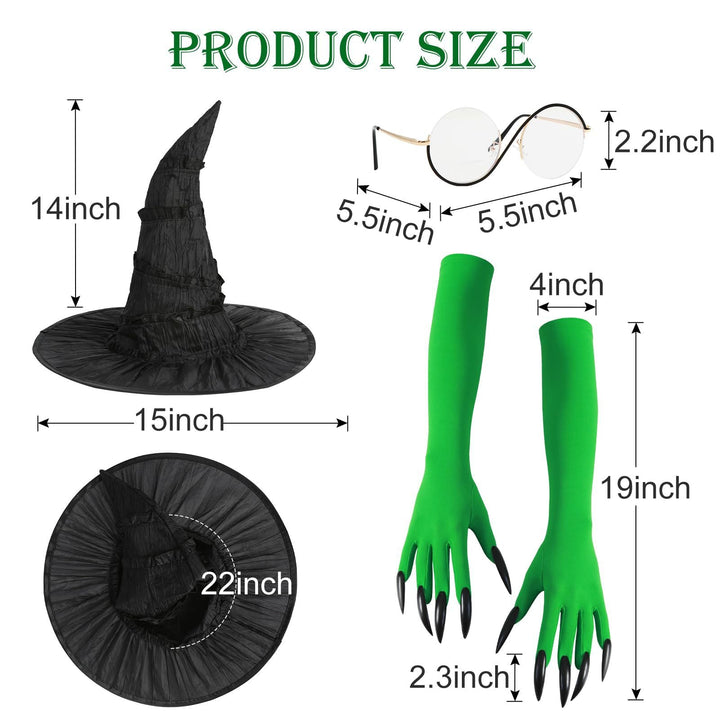 Witch Costume Accessories Set – Hat, Gloves & Glasses