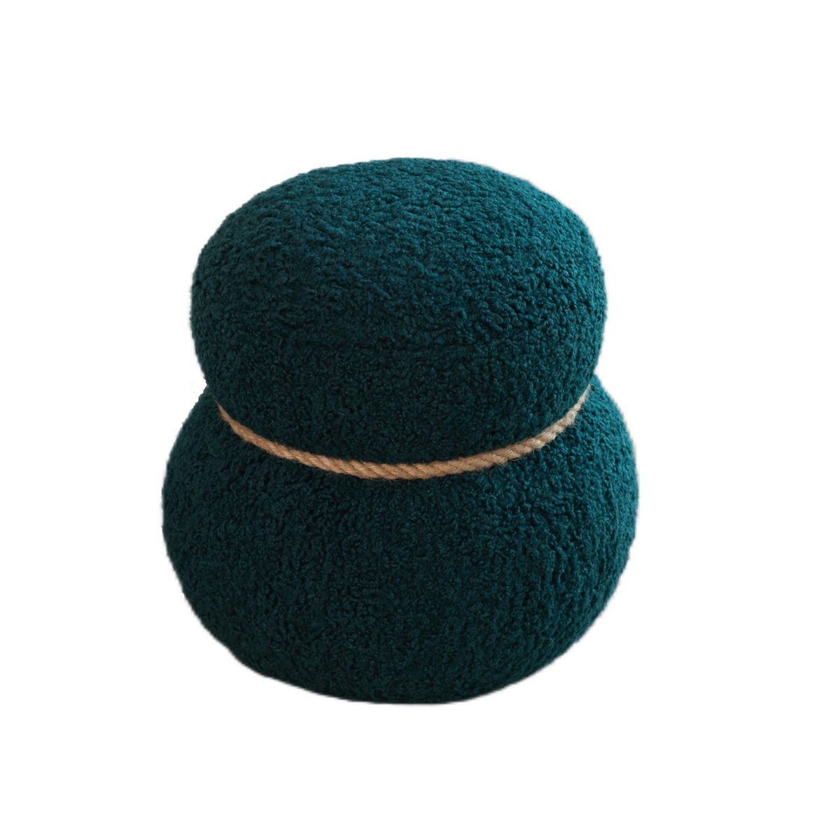 Dark Green Snowman Stool: Plush Boucle Accent Seat