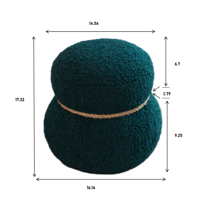 Dark Green Snowman Stool: Plush Boucle Accent Seat