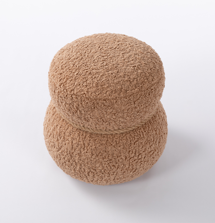 Snowman Stool with Plush Boucle Cushion for Living Room
