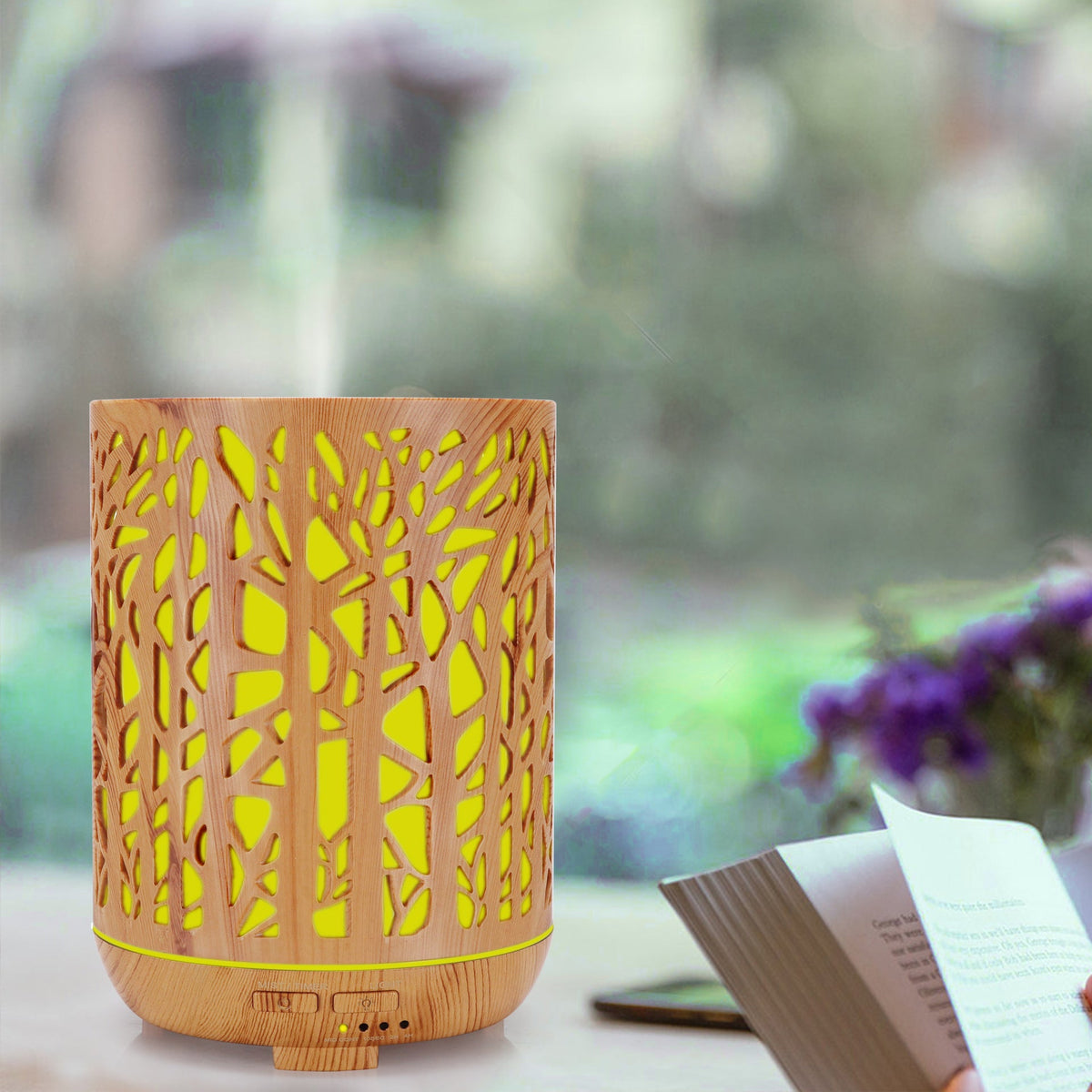 Wood Grain Aroma Diffuser with Multi-Color LED Lights