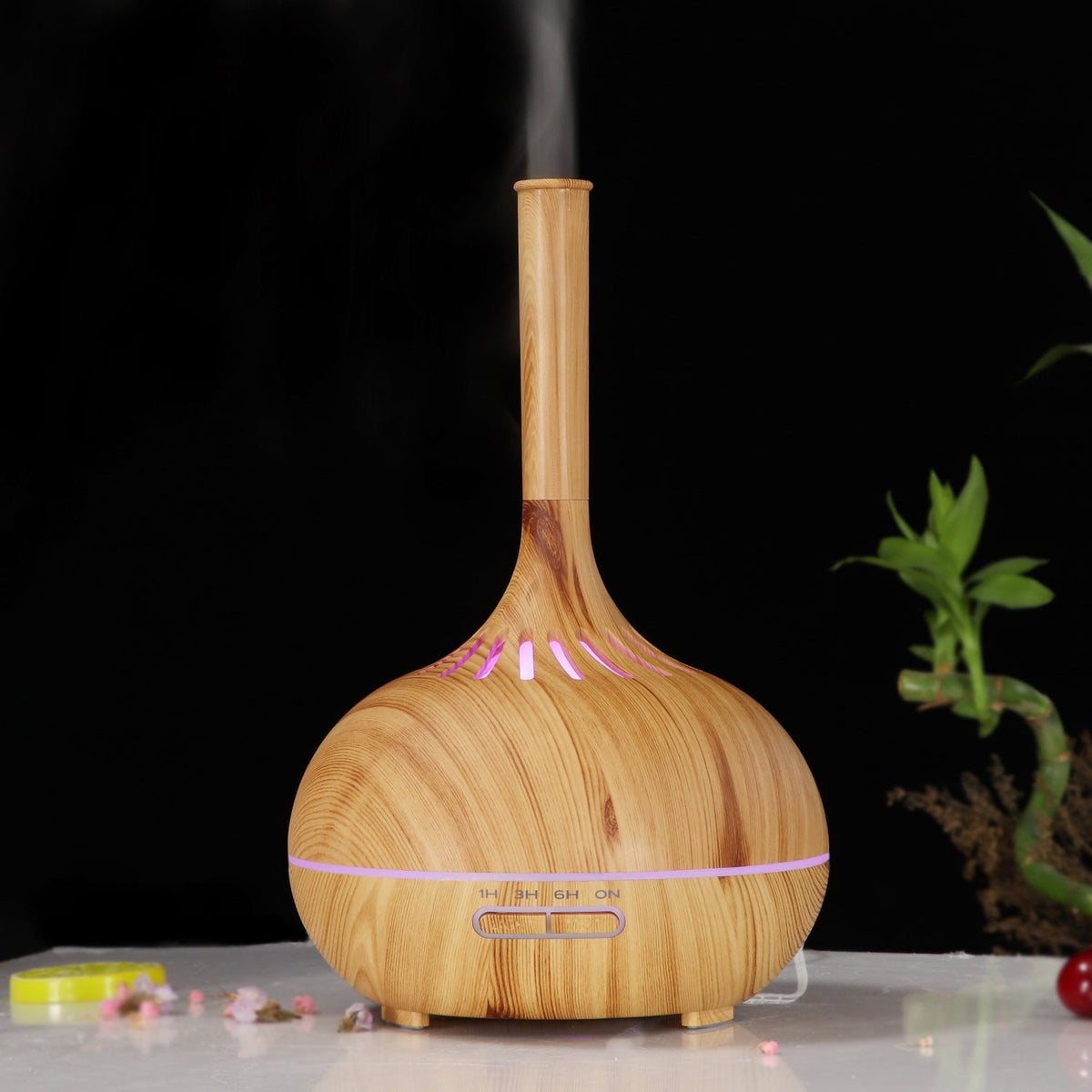 Wood Grain Aroma Diffuser Humidifier with LED Light
